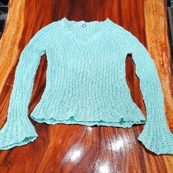 Linen Cotton Blend Light Weight V-NECK Sweater - Picture 1 of 3